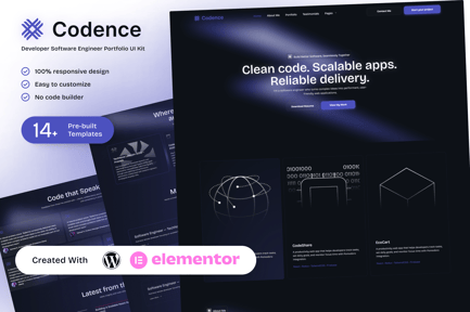 Preview: Codence – Developer Software Engineer Portfolio Elementor Template Kit