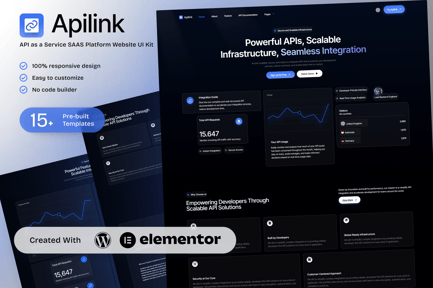 Preview: Apilink – API as a Service SAAS Platform Elementor Template Kit for Developer Solutions