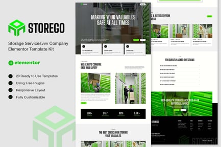 Preview: Storego - Storage Services Company Elementor Template Kit