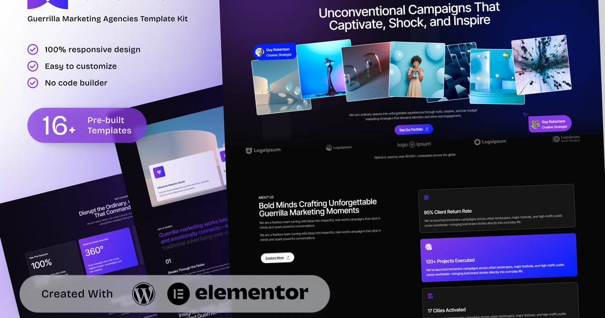 Guerrilo - Guerrilla Marketing & Brand Activation Elementor Template ...
