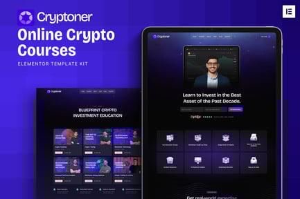 Vista previa: Cryptoner - Kit de plantillas Elementor para cursos de criptografía en línea
