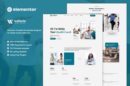 Preview: Welloria - Health Coaches Elementor Template Kit