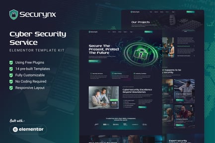 Preview: Securynx - Cyber Security Services Elementor Template Kit