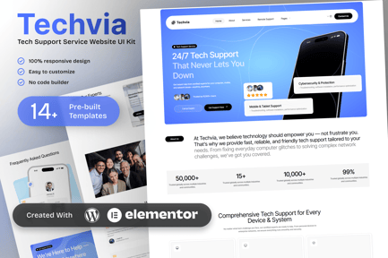 Preview: Techvia - Tech Support Service Elementor Template Kit