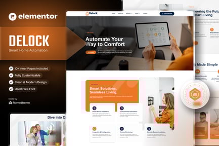 Vista previa: Delock - Kit de plantillas Elementor para automatización del hogar inteligente