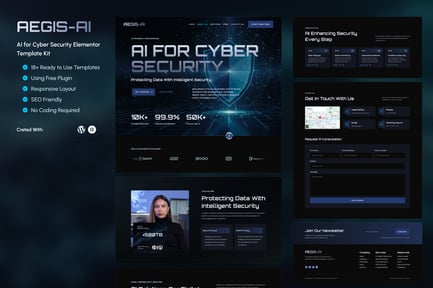Preview: Aegis – AI for Cyber Security Elementor Template Kit