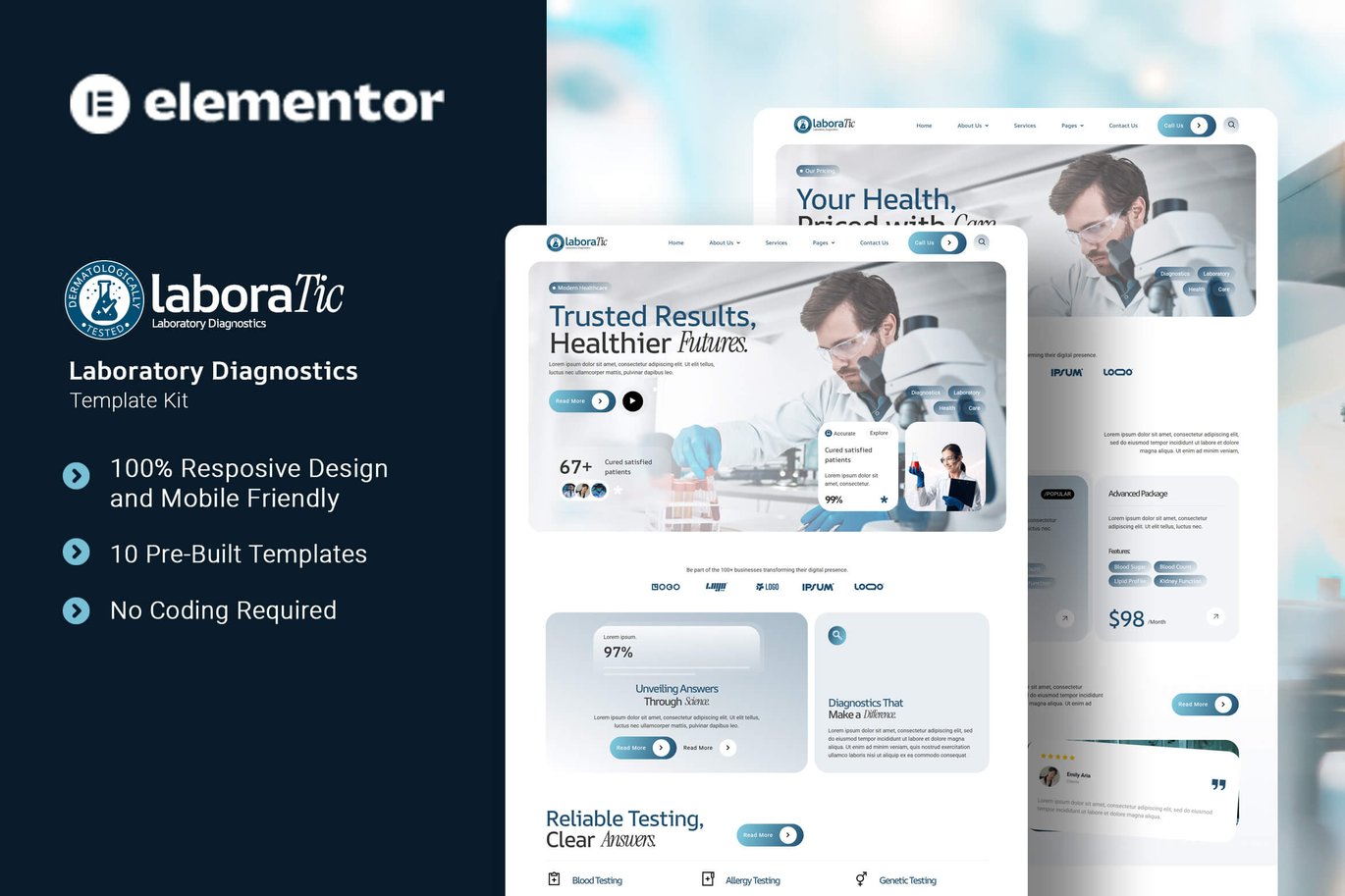 Laboratic - Laboratory Diagnostics Elementor Template Kit, WP Template ...