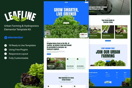 Preview: Leafline - Urban Farming & Hydroponics Elementor Template Kit