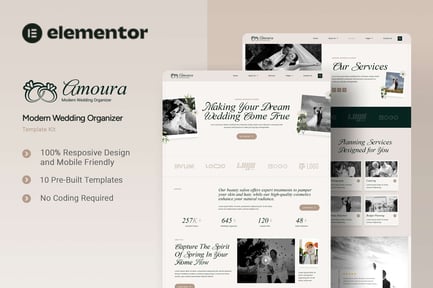 Preview: Amoura - Modern Wedding Organizer Elementor Template Kit
