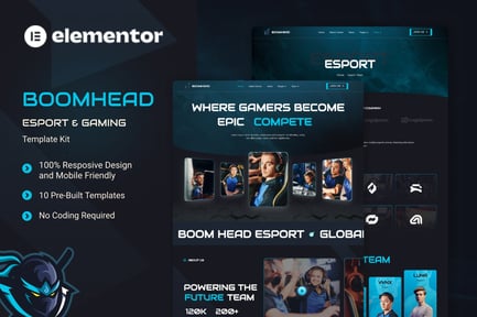 Preview: BoomHead - Esport & Gaming Elementor Template Kit