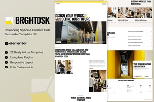 Preview: BrightDesk - Coworking Space & Creative Hub Elementor Template Kit