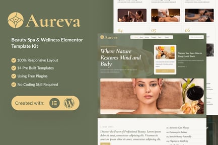 Preview: Aureva - Beauty Spa & Wellness Elementor Template Kit