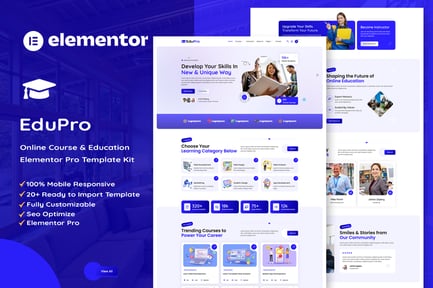 Visualização: Edupro - Kit de modelos Elementor Pro para cursos e educação on-line