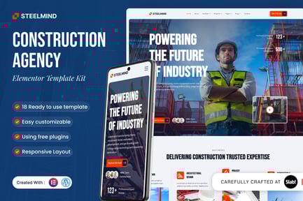 Vista previa: Steelmind - Kit de plantillas Elementor para Agencia de Construcción