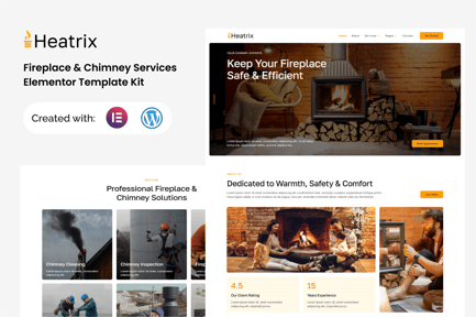 Preview: Heatrix - Fireplace & Chimney Services Elementor Template Kit