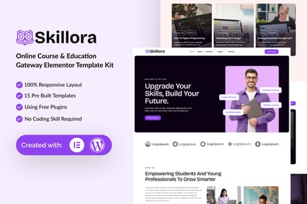 Preview: Skillora - Online Course & Edication Gateway Elementor Template Kit
