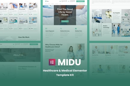 Vista previa: Midu - Kit de plantillas Elementor para el cuidado de la salud y la medicina