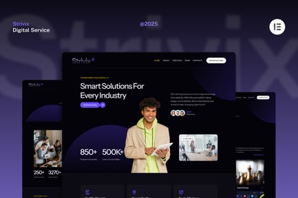 Preview: Strivix - Dark Tech & Digital Service Website Elementor Template Kits