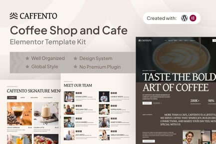Preview: Caffento - Coffee Shop and Cafe Elementor Template Kit