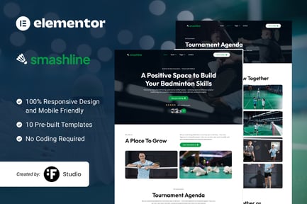 Preview: Smashline – Badminton Club & Academy Elementor Template Kit