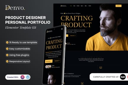 Preview: Denvo - Product Designer Personal Portfolio Elementor Template Kit