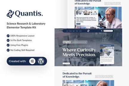 Preview: Quantis - Science Research & Laboratory Elementor Template Kit