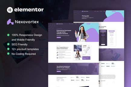 Preview: Nexovortex - Software Company Elementor Pro Template Kit