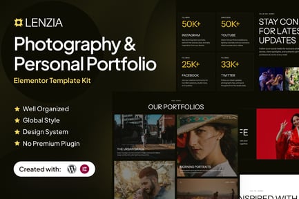 Preview: Lenzia - Photography & Personal Portfolio Elementor Template Kit