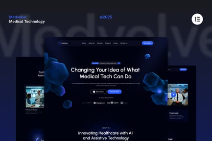 Preview: Medvolve - Dark Medical Assistive Technology Website Elementor Template Kits