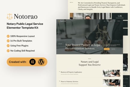 Preview: Notorao - Notary Public Legal Service Elementor Template Kit