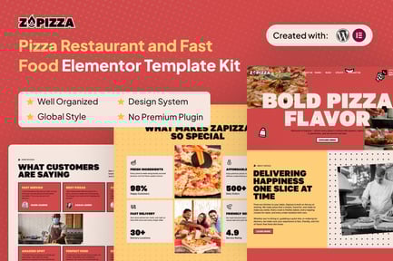 Preview: Zapizza - Pizza Restaurant and Fast Food Elementor Template Kit