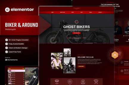 Preview: Bikers & Around - Motorcycle Club Elementor Template Kit