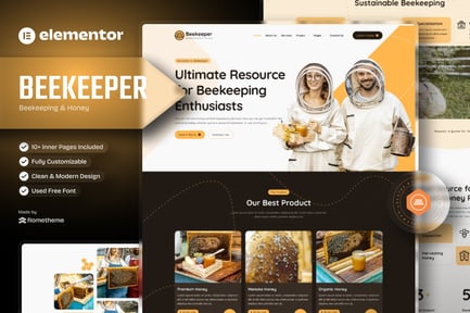 Preview: Beekeeper - Beekeeping & Honey Elementor Template Kit