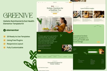 Preview: Greenive - Holistic Nutritionist & Gut Health Elementor Template Kit