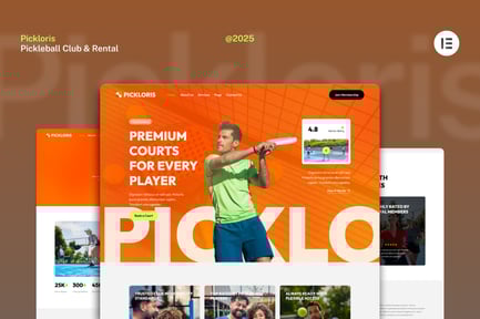 Preview: Pickloris - Pickleball Club & Rental Court Website Elementor Template Kit