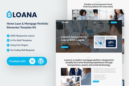 Preview: Loana - Home Loan & Mortgage Elementor Template Kit