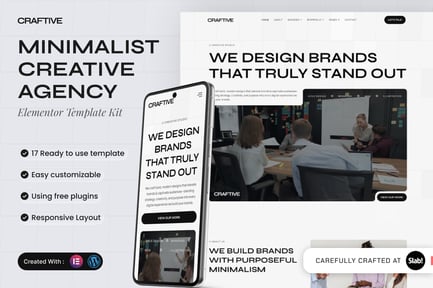 Preview: Craftive - Minimalist Creative Agency Elementor Template Kit