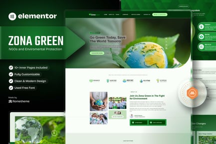 Preview: Zona Green - NGOs Environmental Protection Elementor Template Kit