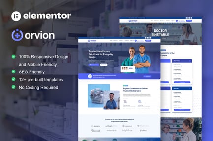 Preview: Orvion - Pharmacy & Medical Service Elementor Pro Template Kit