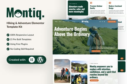 Preview: Montiq - Hiking & Adventure Elementor Template Kit