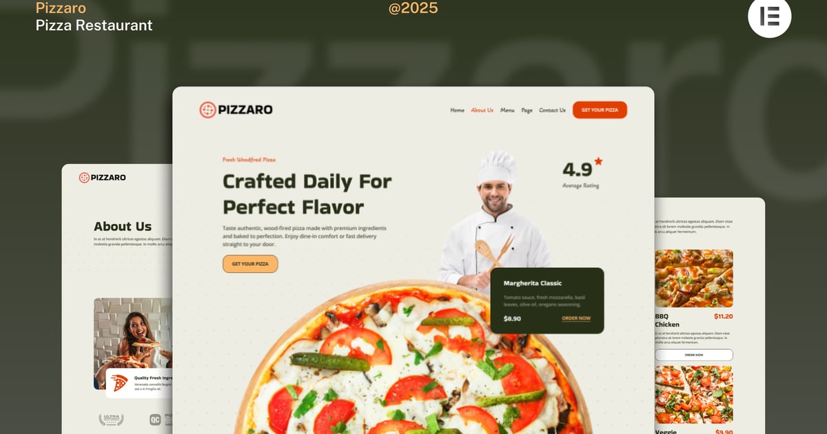 Pizzaro Pizza Restaurant & Delivery Services Website Elementor