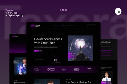 Preview: Taxora - Dark IT Services Digital Agency Website Elementor Kit