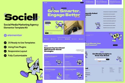 Preview: Sociell - Social Media Marketing Agency Elementor Template Kit