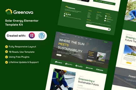 Preview: Greenova - Solar & Green Renewable Energy Elementor Template Kit