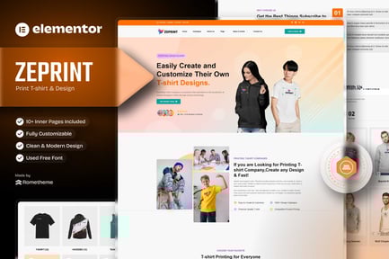 Preview: Zeprint - Print T-shirt & Design Elementor Pro Template Kit