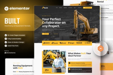 Preview: Built - Machinery & Equipment Rentals Elementor Pro Template Kit