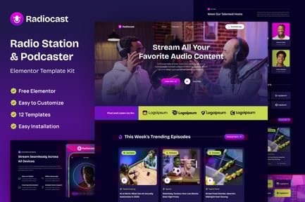 Preview: Radiocast – Radio Station & Podcaster Elementor Template Kit
