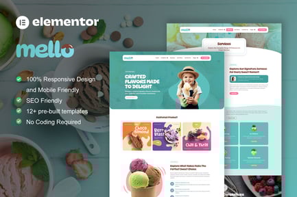 Preview: Mello - Ice Cream Shop & Company Elementor Template Kit