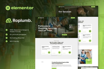 Preview: Roplumb - Plumbing Service Elementor Template Kit