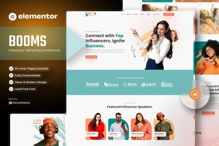 Preview: Booms - Influencer Marketing Conference Elementor Template Kit